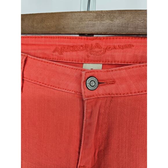 Arizona Jean Co Juniors Sz 15 Super Skinny Mid Rise Jeans Coral Orange Pink - Picture 2 of 5
